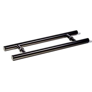 Imagem de SENNIAN Puxador de porta de chuveiro tubular de dupla face de aço inoxidável 304 de grau 304, vidro de chuveiro redondo, porta de celeiro, entrada, cozinha, interior, exterior, maçaneta (tamanho: 80 x