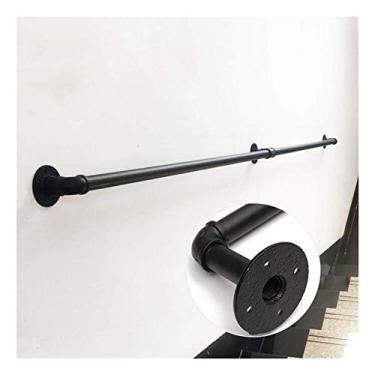 Imagem de Trilho de parede para corrimão de 0,3 m - 6 m - ferro escuro - fácil instalação para escadas internas externas varanda deck trilho de mão (tamanho: 4,6 m)