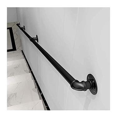 Imagem de Trilho de parede para corrimão de 0,3 m - 6 m - ferro escuro - fácil instalação para escadas internas externas varanda deck trilho de mão (tamanho: 4,6 m)