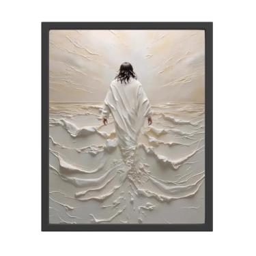Imagem de Pôster de arte de parede Jesus andando na água, imagens de decoração de parede espiritual cristã, impressões de pôsteres religiosos modernos para sala de estar quarto decoração de igreja 1 (20 x 25