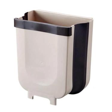 Imagem de ZABEES Mini lixeira de lixeira portátil para pendurar lixeira dobrável para pendurar sobre cozinha, gaveta, armário, quarto, banheiro