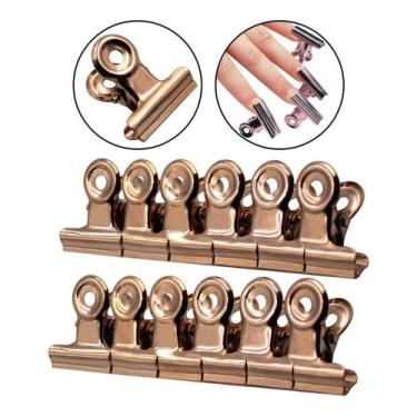 Imagem de Kit 12 Presilhas Curvatura C Unhas De Gel Metal Rosé 21Mm - Arte Seduc