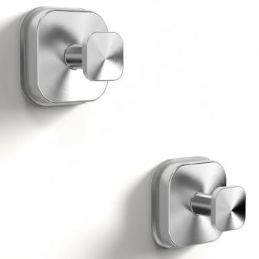 Imagem de XCIXCI Pacote com 2 ganchos de ventosa para chuveiro, banheiro, cozinha, porta de vidro, espelho, azulejo, prata