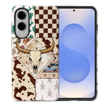 Imagem de Flivro Capa para Samsung Galaxy S25 Edge, capa rígida 2 em 1 PC e amortecedor interno de silicone, antiarranhões, à prova de choque, design fino, caubói ocidental touro