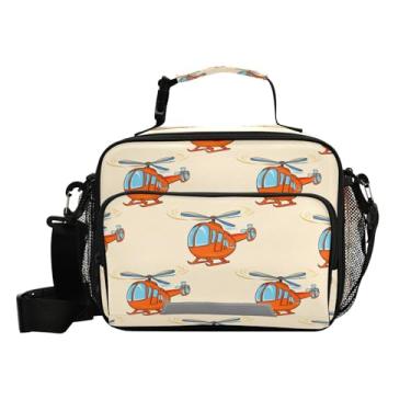 Imagem de ATTX Lancheira fofa com isolamento de helicóptero de desenho animado - bolsa térmica grande reutilizável com alça removível, lancheira isolada para trabalho, praia, piquenique #226