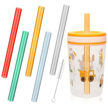 Imagem de Mity rain Canudo de metal de substituição para copo Zak 350 g 425 g - 5 peças de palha de cor mista com escova de limpeza para copo Zak Sippy (Mix-C)