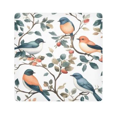 Imagem de SEHANY Saco de maquiagem de pano autoadesivo colorido flores primavera pássaro mágico protetor portátil para lente de câmera envoltório cosmético, bolsa de maquiagem aberta para mulheres, itens