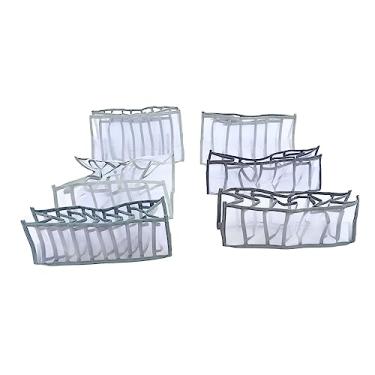 Imagem de Pssopp Roupas Dobráveis, Caixa de Armazenamento Empilhável de Malha Respirável Com Vários Compartimentos para Roupas íntimas, Meias, Camisetas, Calças, Cinza