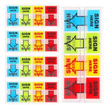 Imagem de 500 peças adesivos Sign Heres, Sign Here Tabs Arrow Labels Sticky Notarize Initial Heres Signs and Date for School Students Office Documents Home Anotating Books Notebooks Supplies (4 cores)