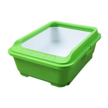 Imagem de Bothyi Caixa de areia para gatos, semi-fechada, suprimentos para animais de estimação, caixa de areia para gatos com gaveta de pó, caixa de areia para gatos, Verde