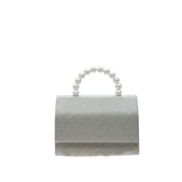 Imagem de Bolsa Infantil Elegante com Alça de Pérolas, Luxo e Brilho para Princesas, Acessório Fashion (Prata)