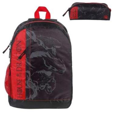 Imagem de Kit Mochila Costas Juvenil Red House Estojo Of The Dragon Escolar Dermiwill-Masculino