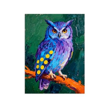 Imagem de Animais Pintura Arte Parede - Mocho - Impressões em tela - Moderno Colorida Pôster para decoração sala de estar 80x105cm Sem Moldura