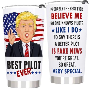 Imagem de QTDS Presentes piloto para homens, melhores presentes legais para pilotos - presente para amantes da aviação para homens, pai, filho, marido, presente de aniversário de Natal para piloto, copo de café