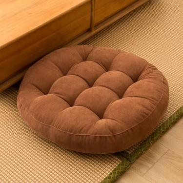 Imagem de SK Studio Almofada de piso de meditação, almofadas grandes, almofada redonda para adultos e crianças, almofada de chão para sala de aula para sala de estar de ioga, marrom, 43 cm L x 43 cm C (pacote