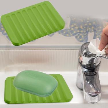 Imagem de Saboneteiras autodrenantes, 1 peça de protetor de sabão de silicone, escorredor de cachoeira para banheiro, estende a vida útil do sabão, mantém as barras de sabão limpas a seco e fácil limpeza