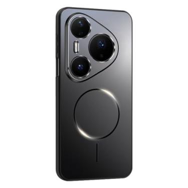 Imagem de HAOMRIYL Capa à prova de choque para Huawei Pura 80 Ultra/80 Pro +/80 Pro/80, capa magnética com proteção total para lentes ultrafina, minimalista, preta, 80 Pro