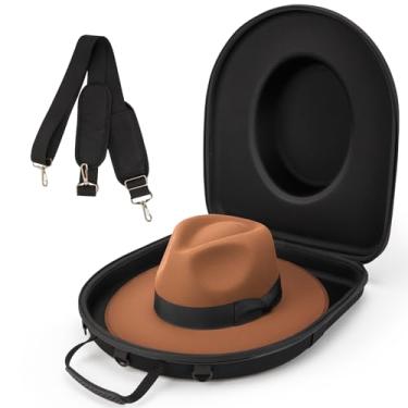 Imagem de bipkonu Capa de chapéu de caubói, capa de chapéus de viagem à prova de esmagamento para chapéus de caubói, Panamá, Tweed e Fedora, caixa de chapéu de cowboy com alça ajustável e alça de bagagem para