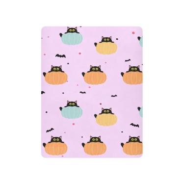 Imagem de Burbuja Lençol de berço para meninas e meninos, gatos pretos espiando de abóboras, lençol macio e respirável para berço padrão e colchões, 68 x 99 cm