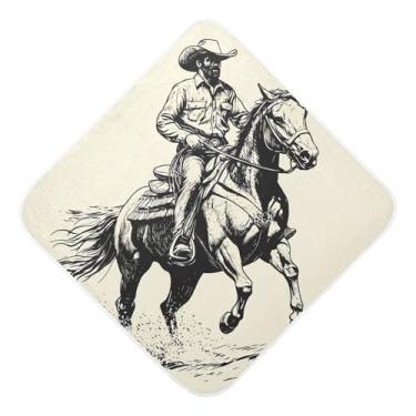 Imagem de STAYTOP Toalhas de bebê com capuz de musselina de cavalo de caubói, toalha de banho super macia, toalhas de banho absorventes para banho de recém-nascido unissex 76 x 76 cm