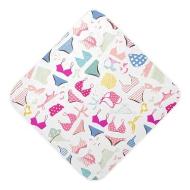 Imagem de Burbuja Toalha de banho para bebê com estampa de roupa de banho - Toalha com capuz de musselina macia e absorvente para recém-nascidos e bebês, 76 x 76 cm