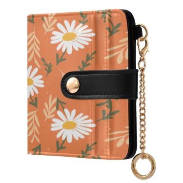 Imagem de CEBUGI White Daisies Porta-cartões de crédito para mulheres, carteira fina, impermeável, pequena, com bloqueio de RFID, capas para cartões de couro para mulheres e homens