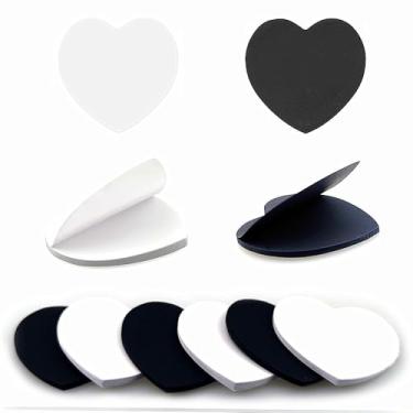 Imagem de FAZHBARY Conjunto de 8 blocos autoadesivos divertidos em forma de coração 3 x 3 notas adesivas brancas e pretas para caderno escolar