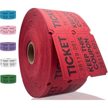 Imagem de Rolo de 250 bilhetes de sorteio, bilhetes de sorteio vermelho para eventos, arrecadação de fundos, recompensas de sala de aula e prêmios