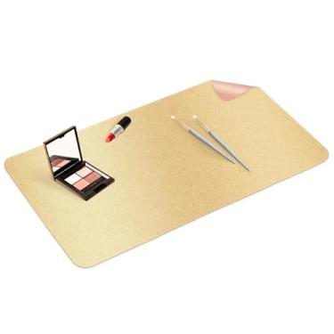 Imagem de Tapete de maquiagem para penteadeira para proteger o topo da mesa, tapete de maquiagem de dupla face, almofada de mesa fácil de limpar - acessórios à prova d'água e à prova de óleo, 80 x 40 cm
