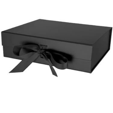 Imagem de iefoah Caixa de presente preta para presentes 12,4 × 26 × 8,5 pol. Caixa de presente com tampa fecho magnético padrinho dama de honra caixa de presente para casamento, aniversário, dia dos namorados