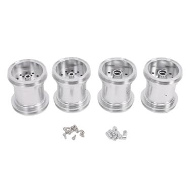 Imagem de RiToEasysports Cubo da Roda, 4 Unidades de Liga de Alumínio do Cubo da Roda do Carro RC Peças de Atualização Adequadas para Tamiya CW-01 Lancheira Meia-noite Abóbora WR02 Prata