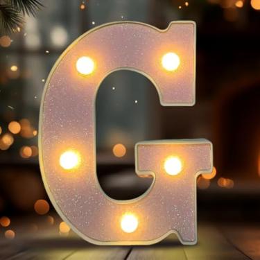 Imagem de Letreiro de LED com letra G, sinal iluminado do alfabeto para decoração de casa, decorações de festa de casamento de aniversário - rosa G
