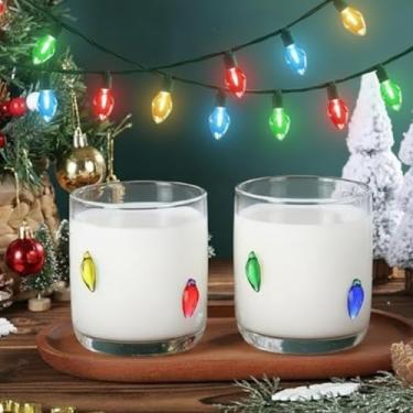 Imagem de SiliFine Copos de suco com ícones de Natal, 400 ml, lâmpada colorida, copo de copo de suco de vinho, sem haste, para presente de festa