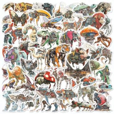 Imagem de 50PCS Waterproof Vinyl Stickers for Teens - Mechanical Animal & Aesthetic Cool Cartoon Decals for Water Bottle, Laptop, Luggage, Skateboard, Hydro Flask, Phone Bumper - Durable Adhesive Sticker Pack