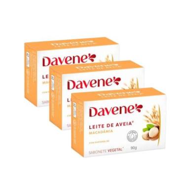 Imagem de 3 Un Sabonete Vegetal em Barra Leite de Aveia Macadamia 90g - Davene