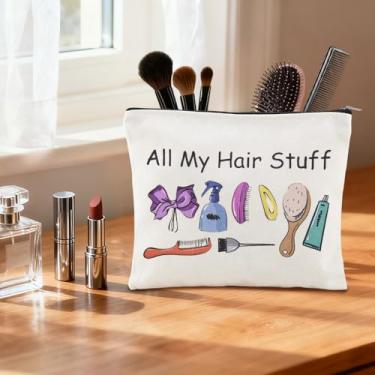 Imagem de Bolsas de maquiagem de cabelo, bolsas para mulheres, grampos de cabelo, acessórios para laços, bolsa de cosméticos com zíper, filha, amigas, presentes de aniversário de Natal para amigas e amigas