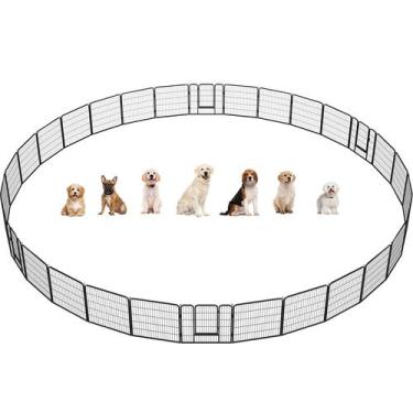Imagem de Cercadinho para cães Yaheetech Outdoor 80 cm e 32 painéis, cerca de me