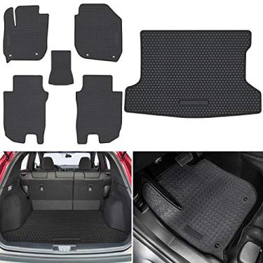 Imagem de Forro de carga E-cowlboy + Tapetes para Honda HR-V 2016 2017 2018 2019 2020 Borracha resistente frontal + Traseira Tapete Tapete para porta-malas Impermeável Ajuste Personalizado para Todos os Climas Inodoro (Preto)