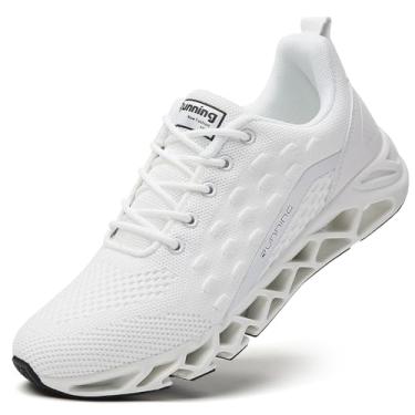 Imagem de TSIODFO Tênis Para Corrida Masculino, Atlético Respirável Caminhada, Academia, Treino, Corrida, Branco, Tamanho 12