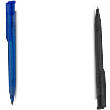 Imagem de Caneta Esferográfica Retrátil Executiva, Metal, Preta Fosca, 0.7mm, Corpo Cilíndrico, Grip Metálico, Acabamento Fosco, para Escrita Geral, 14cm (Azul e Preto)