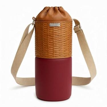 Imagem de Bolsa Térmica (TRANÇADO COM VINHO) RAMIERE para Garrafa de 1,5 LITROS ml em Couro Sintético - Coleção Cores VERÃO 2026