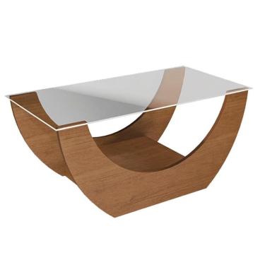 Imagem de Mesa De Centro Curva Tampo Em Vidro 36 Cm 4616 Arly Cinamomo