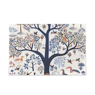 Imagem de Quebra-cabeça de madeira e papel com 1000 peças de árvores e animais com bolsa de armazenamento para homens