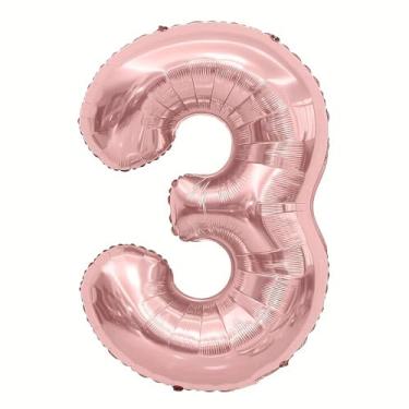 Imagem de 1 balão numérico metálico rosa de 81 cm - folha de alumínio reutilizável, celebrações de aniversário e aniversário, decoração de festa festiva essencial, balões temáticos, balões decorativos