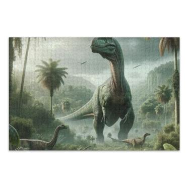 Imagem de Quebra-cabeça com 1000 peças de dinossauro, educativo e de aprendizagem, quebra-cabeça de desafio para adultos