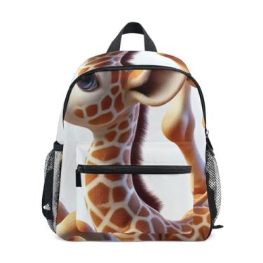 Imagem de GAIGEO Giraffe Yoga Funny Kids Small Backpack 10x4x12 In, Backpack for Toddler Girls with Water Bottle Pockets, Whistle Buckle