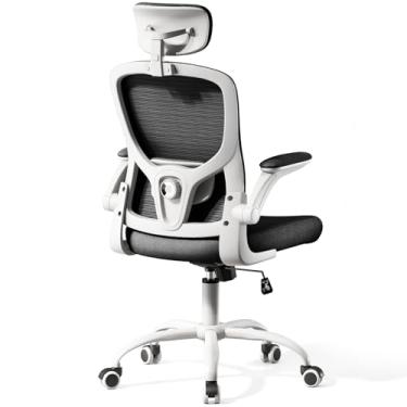 Imagem de Cadeira de escritório de malha ergonômica cadeira de sala de aula, cadeira de mesa com encosto alto, cadeira giratória para tarefas de computador com apoios de braços 2D ajustáveis para cima e para