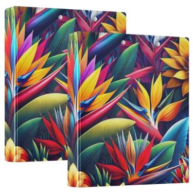 Imagem de Fichário de prancheta de flores tropicais com 3 anéis comporta 200 folhas de pasta de arquivo para material escolar e de escritório, 1 pacote