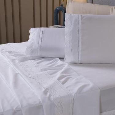 Imagem de Kit Roupa De Cama Jogo de Lençol Casal Queen 03 Peças 400 Fios Micrope