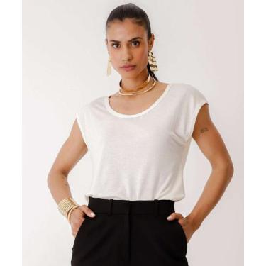 Imagem de Blusa Feminina Listrada Brilho Lurex Manga Curta Maris-65048 - MARISA,